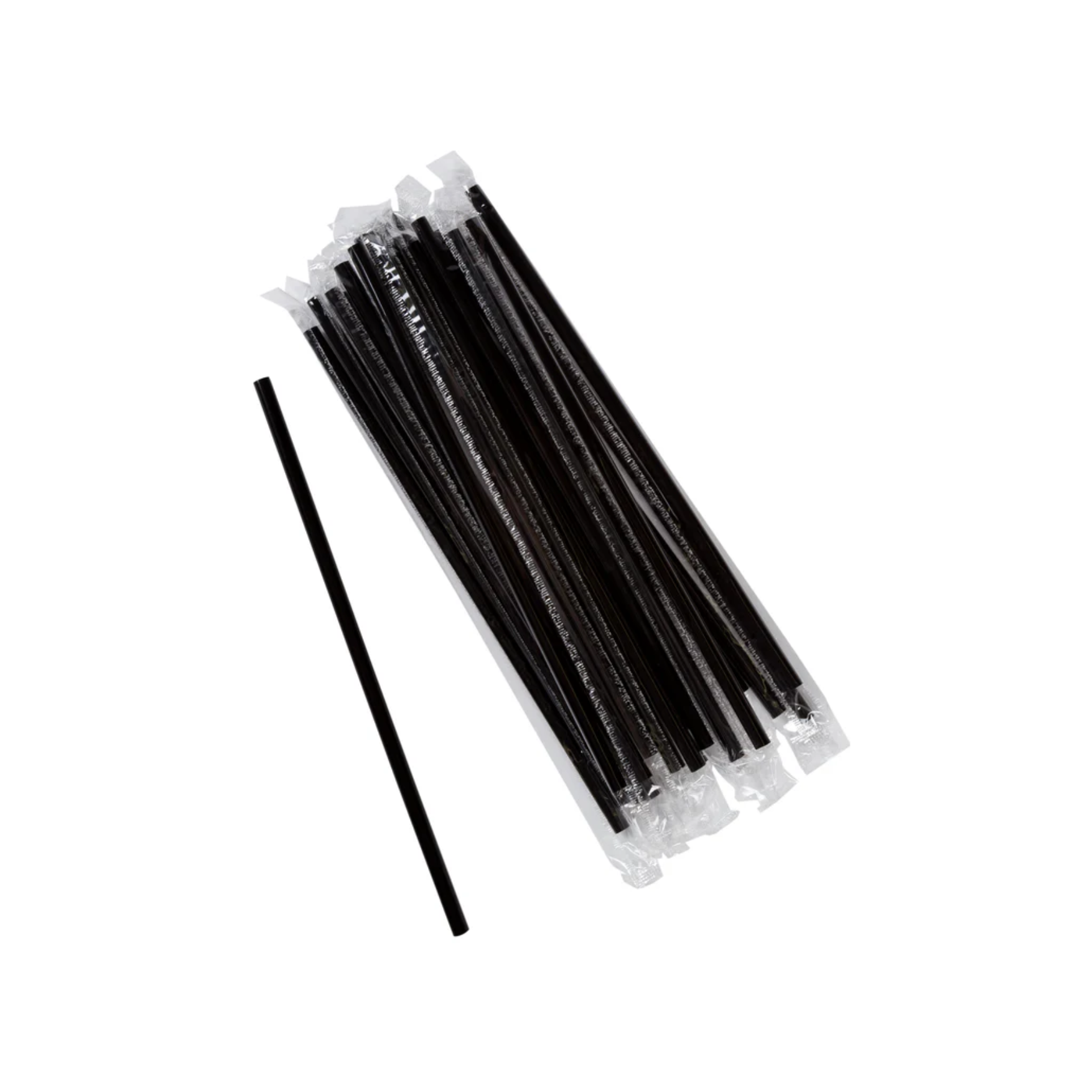 12x240mm Straight Sharp End Straw (Individual Pack) -Black