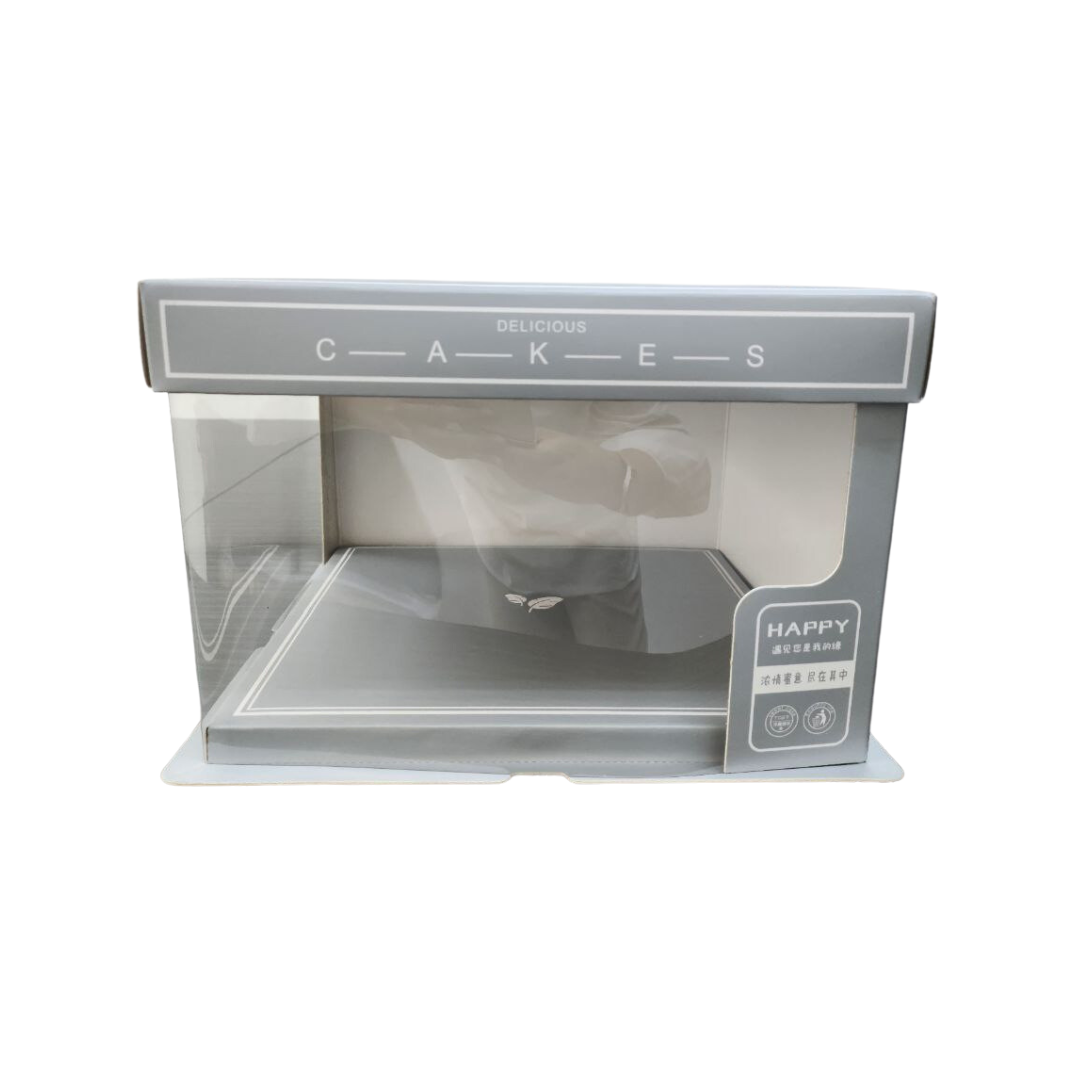 10'' 2TIER CLEAR CAKE BOX -GREY