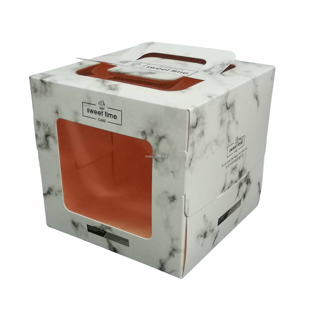 10'' HANDLE CAKE BOX-MARBLE