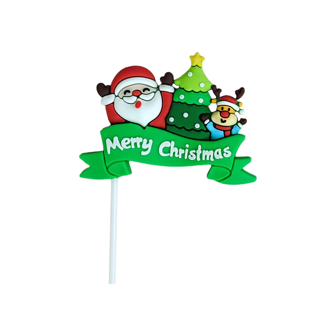 Happy Santa & Elk With Xmas Tree