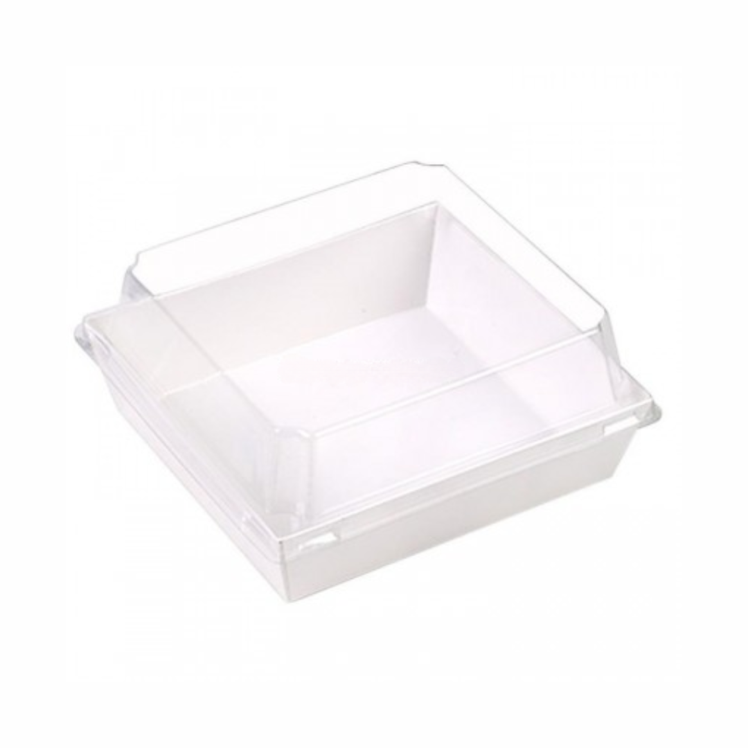 Square Paper Tray With Lid (White)